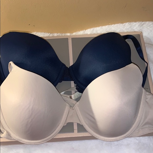 🦋 ELLEN TRACY T-Shirt Bras (Navy and Beige) NWT 38B - Picture 2 of 15